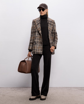 Peserico Brown wool, silk and cashmere trousers A94117F12K09283