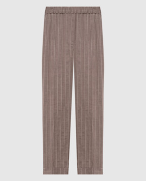 Peserico Gray striped linen pants A0403600676