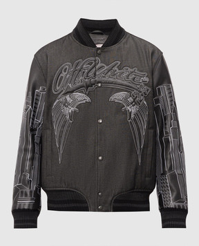Off-White Skyline dark grey combo bomber jacket 44MJA122Z26L002