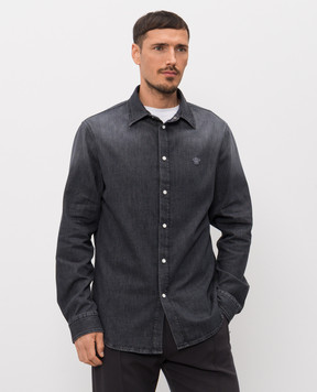 Versace Black denim shirt with logo patch 10207011A16808