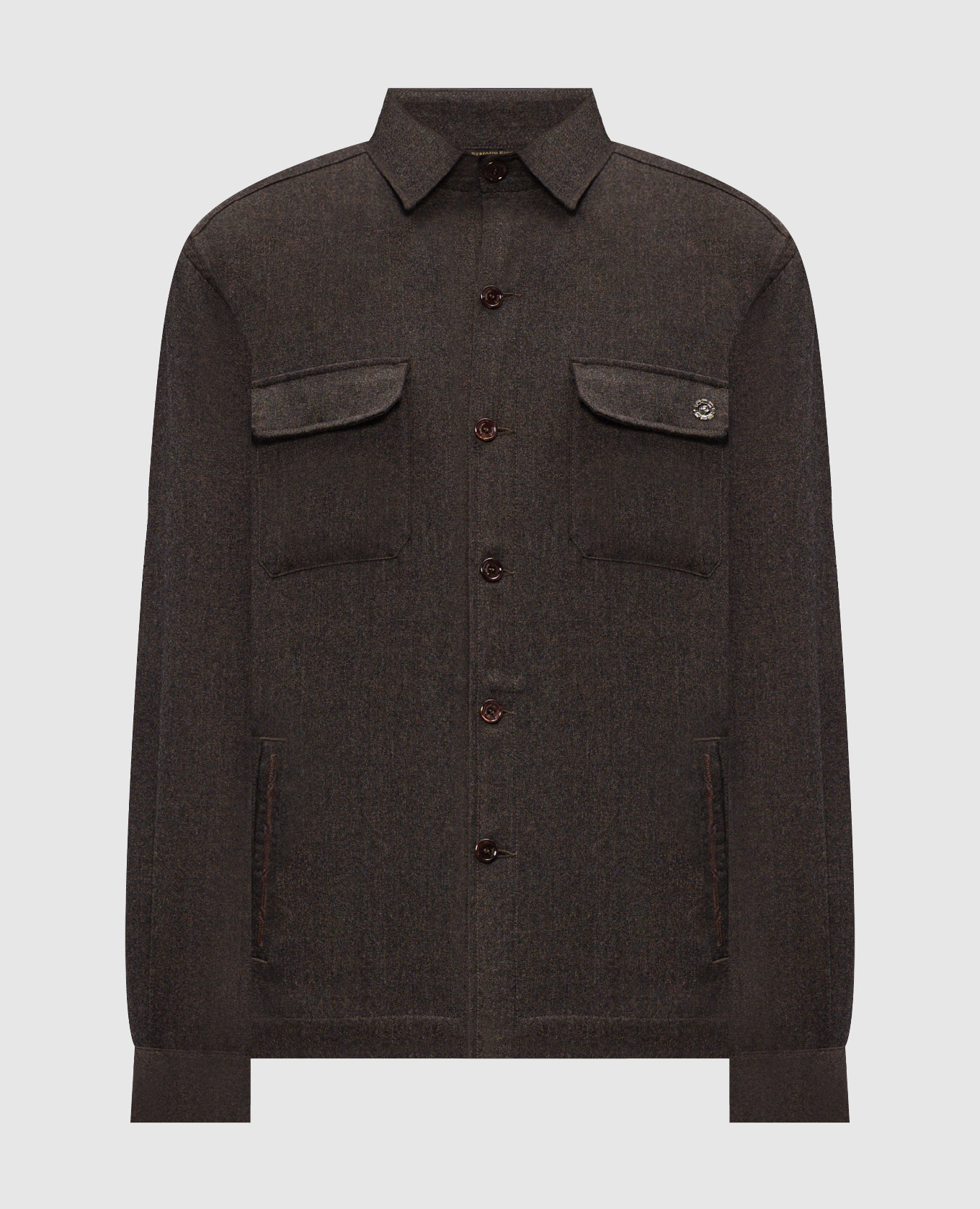 Brown wool shirt with emblem
