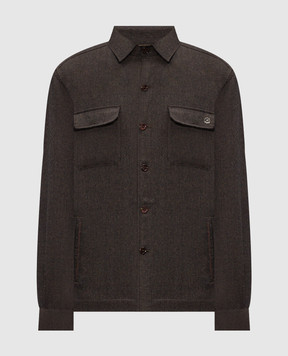 Stefano Ricci Brown wool shirt with emblem M8J6300190T6054