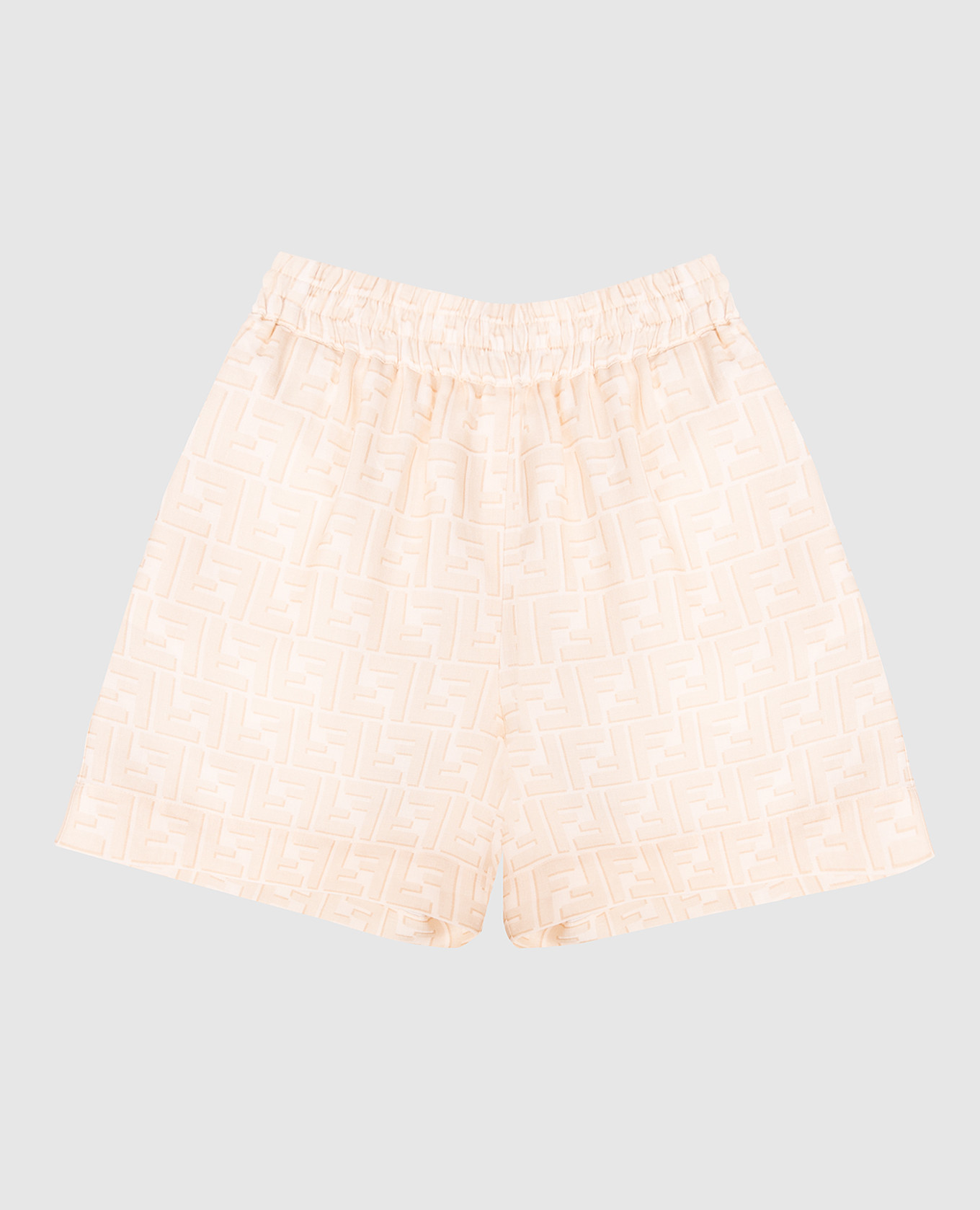 Children's beige linen shorts with logo print
