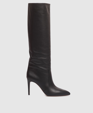 Czarne skórzane buty na szpilce