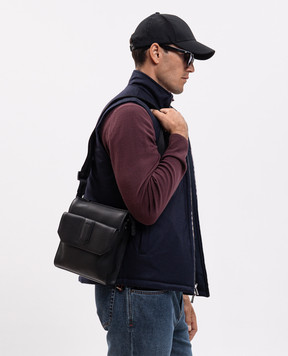Canali Black leather bag with embossed logo NA00261P326134