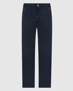 Stefano Ricci Blue wool pants with logo M8T61B0020T7750