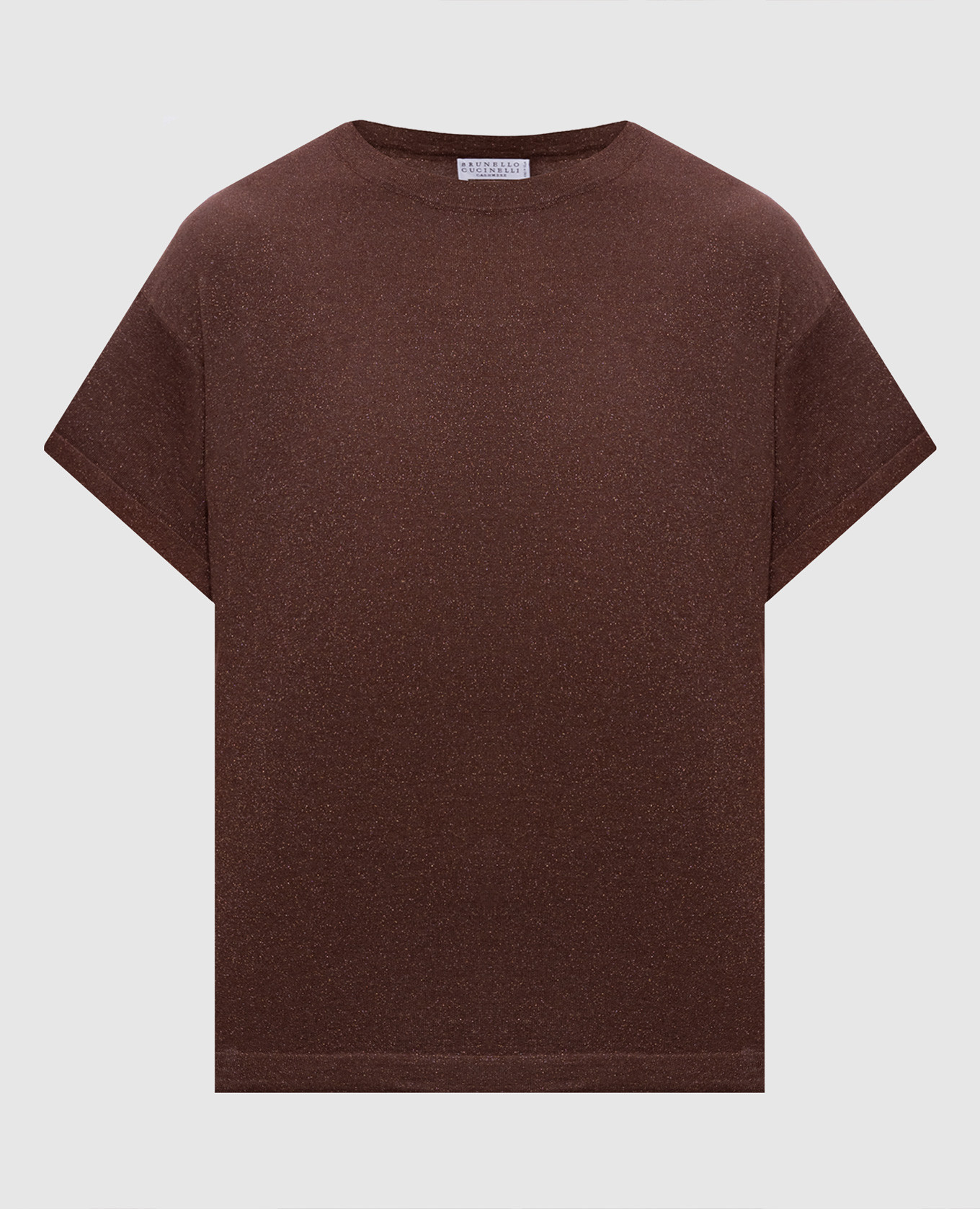 Brown cashmere and silk lurex t-shirt