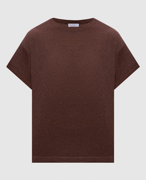 Brunello Cucinelli Brown cashmere and silk lurex t-shirt M41810000P