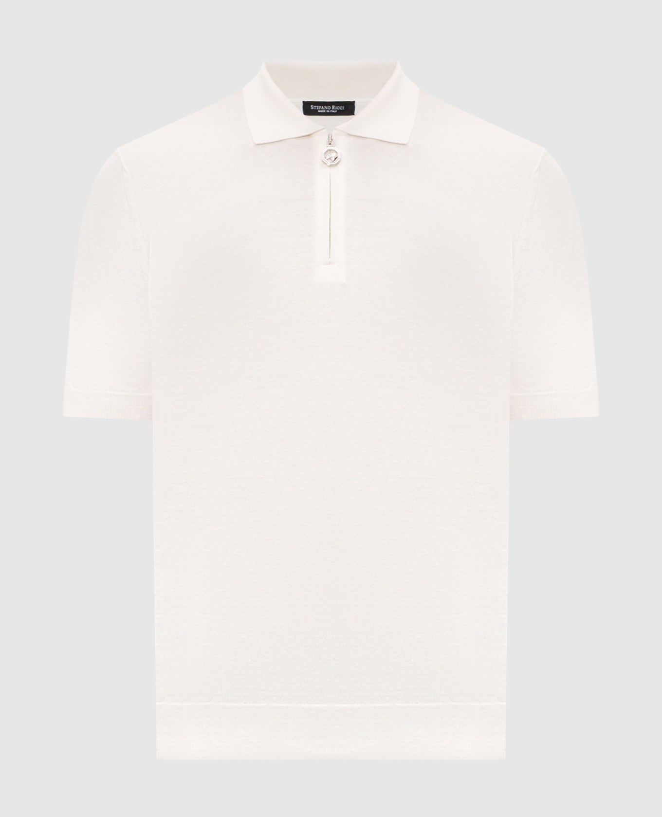 Ivory silk polo shirt