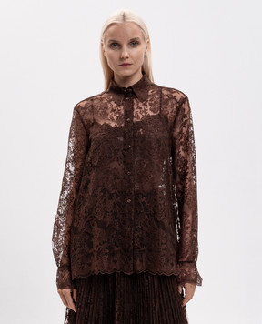 Ermanno Scervino Brown blouse with embroidery D492K393CSAPEYF