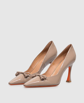 Santoni Beige patent leather shoes with bow WDTV72492HI2NVHD
