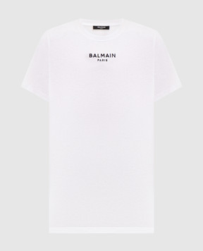 Balmain White T-shirt with logo embroidery HF1EF000BD10