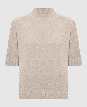 Loulou de Saison RUTH beige cashmere sweater with short sleeves RUTH