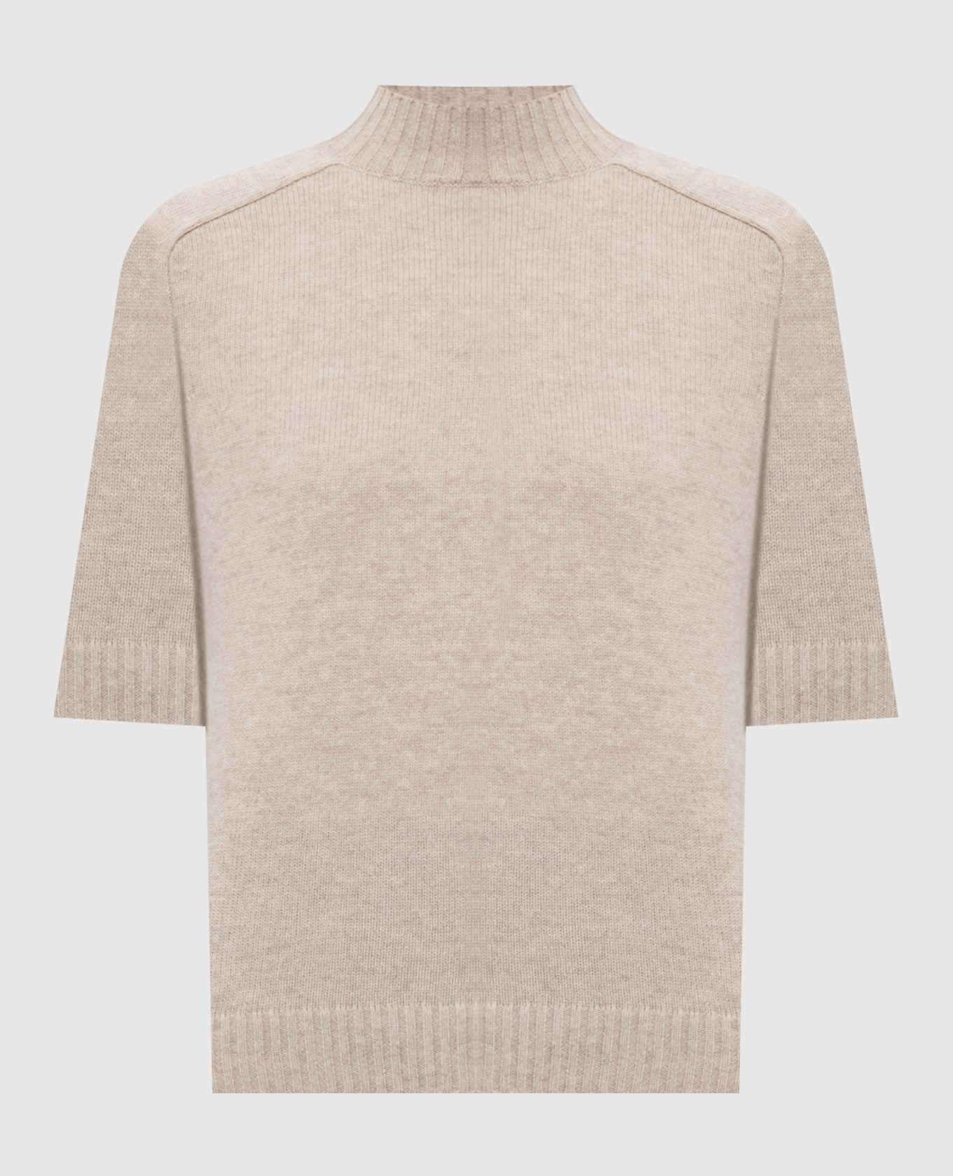 RUTH beige cashmere sweater with short sleeves