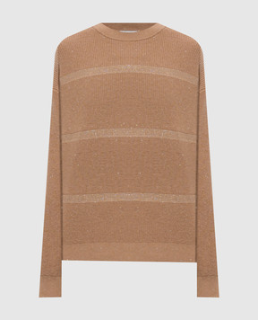 Peserico Brown wool and silk jumper with monil chain S99512F12L9095