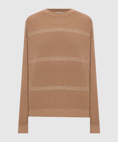 Brown wool and silk jumper with monil chain