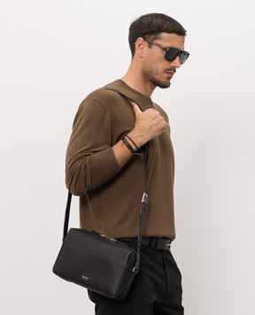 Tom Ford Black leather bag with logo print H0761LCL614Y