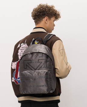 Off-White Grey backpack with logo pattern OWMNB05F26FB01