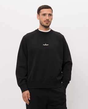 Stone Island Black sweatshirt with logo print L2S156100008S0466