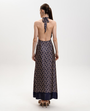 Faithfull Elidia blue maxi dress with open back FF4639JSI