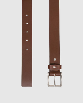 Ami Paris Brown leather belt with textured emblem UBL205AL0140w