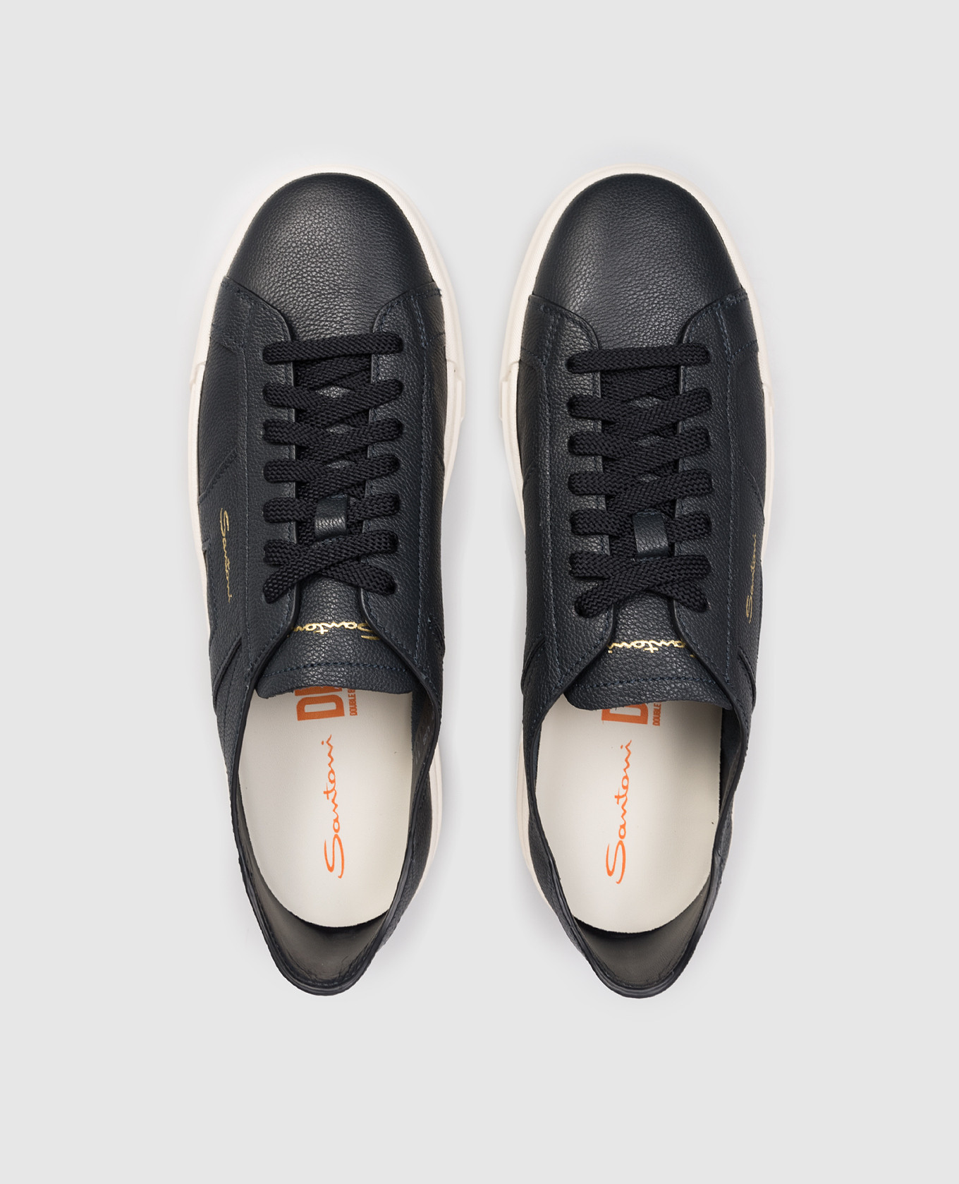 

Blue leather sneakers with logo Santoni