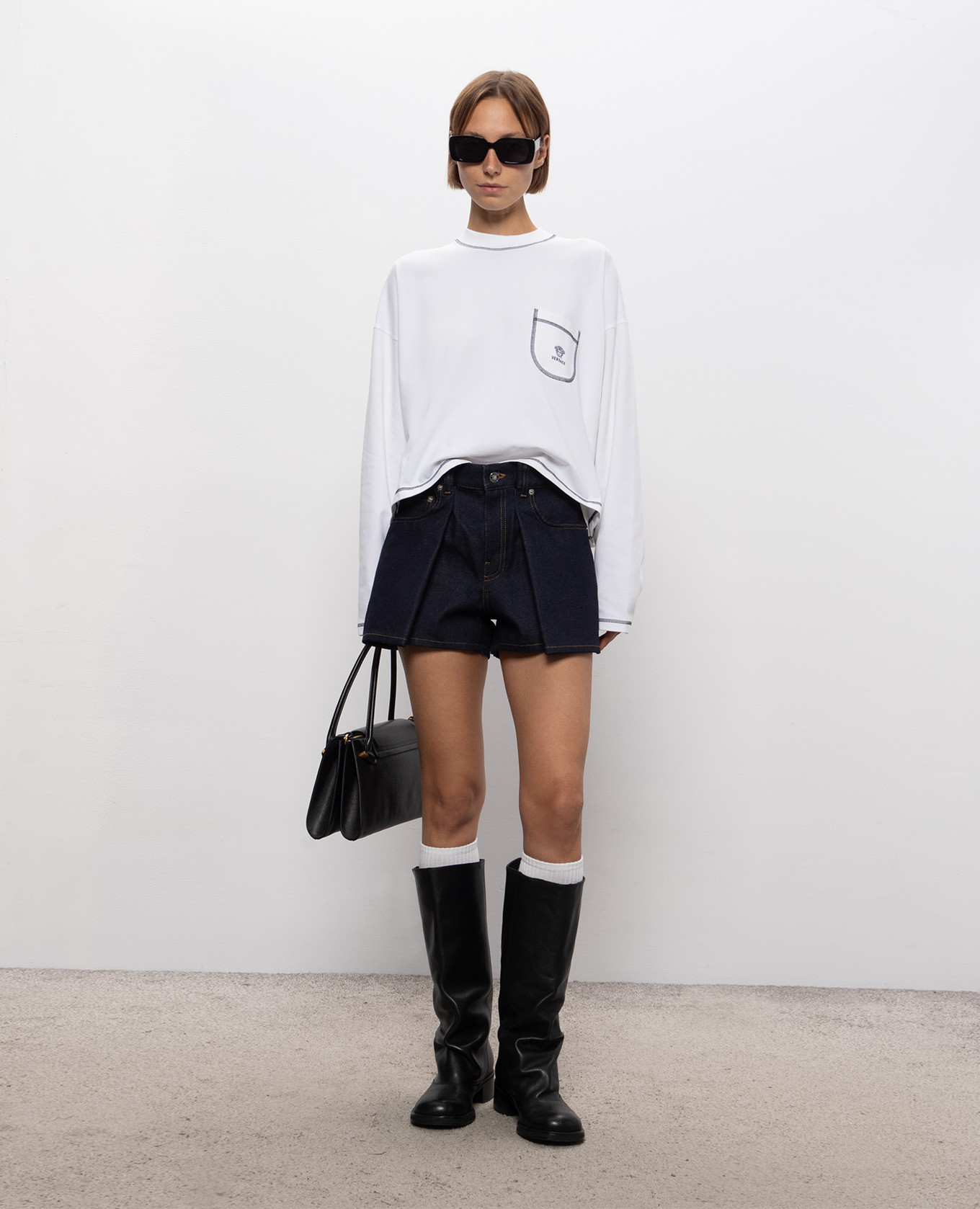 White longsleeve with logo embroidery Versace 2