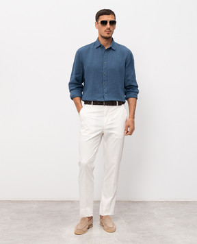 Canali Blue linen shirt GM02128CSL7077
