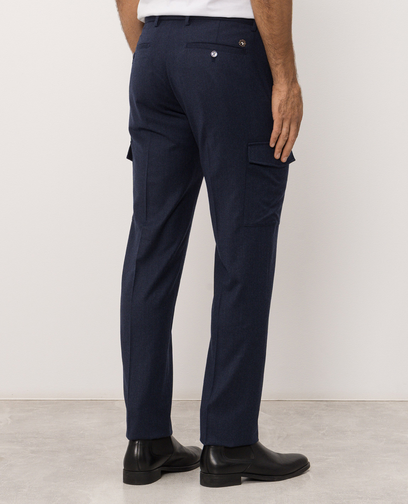 Blue wool and silk cargo pants Stefano Ricci 3