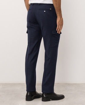 Stefano Ricci Blue wool and silk cargo pants M1T6300190WK002V