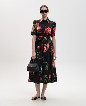 Dolce&Gabbana Black printed midi shirt dress F6JFNTHS5UT