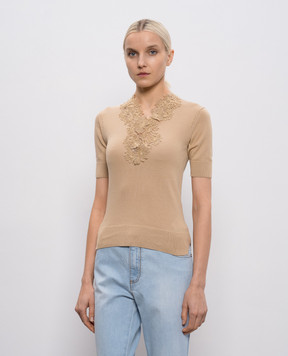 Ermanno Scervino Beige top with lace D485L309APYOJ