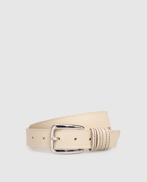 Peserico White leather belt with logo A32599C0CC768