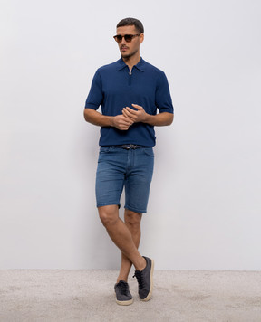 Stefano Ricci Blue denim shorts with logo patch MST6103160T0042