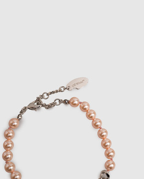 Off-White Pink beaded bracelet with Arrow emblem OWOA12WS26MET001