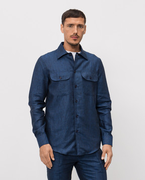 Doriani Cashmere Blue linen shirt DOSLIDR42269782538