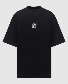 Vetements Black BIKER CROSS T-shirt with logo print ME76TR162B