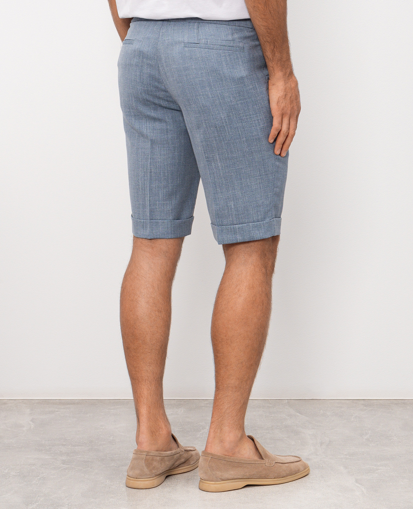 Blue shorts made of wool, silk and linen Enrico Mandelli 4
