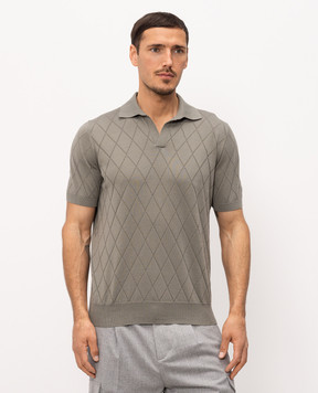 Brunello Cucinelli Green polo shirt with geometric pattern M29806505P