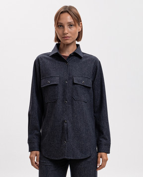 Marco Pescarolo Blue wool shirt VENERED5482