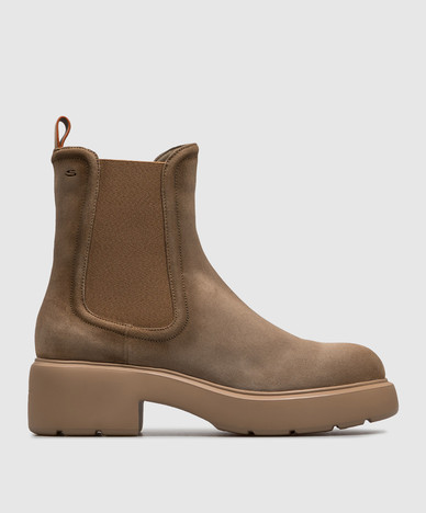 Stivali Chelsea in camoscio beige