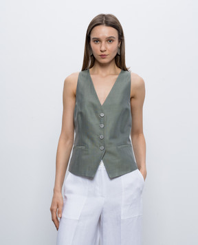 Peserico Khaki vest with linen S0304100677