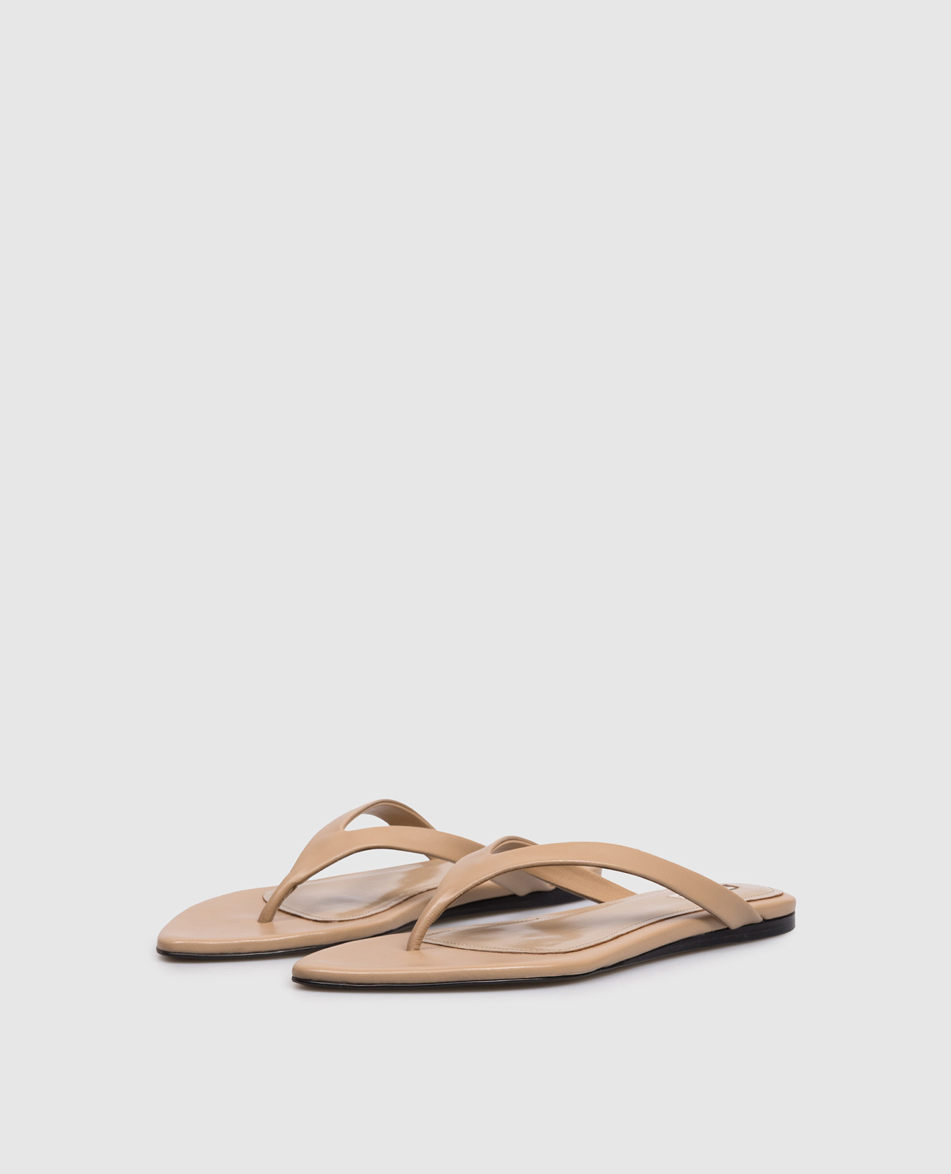 Beige leather flip-flops Ami Paris 2