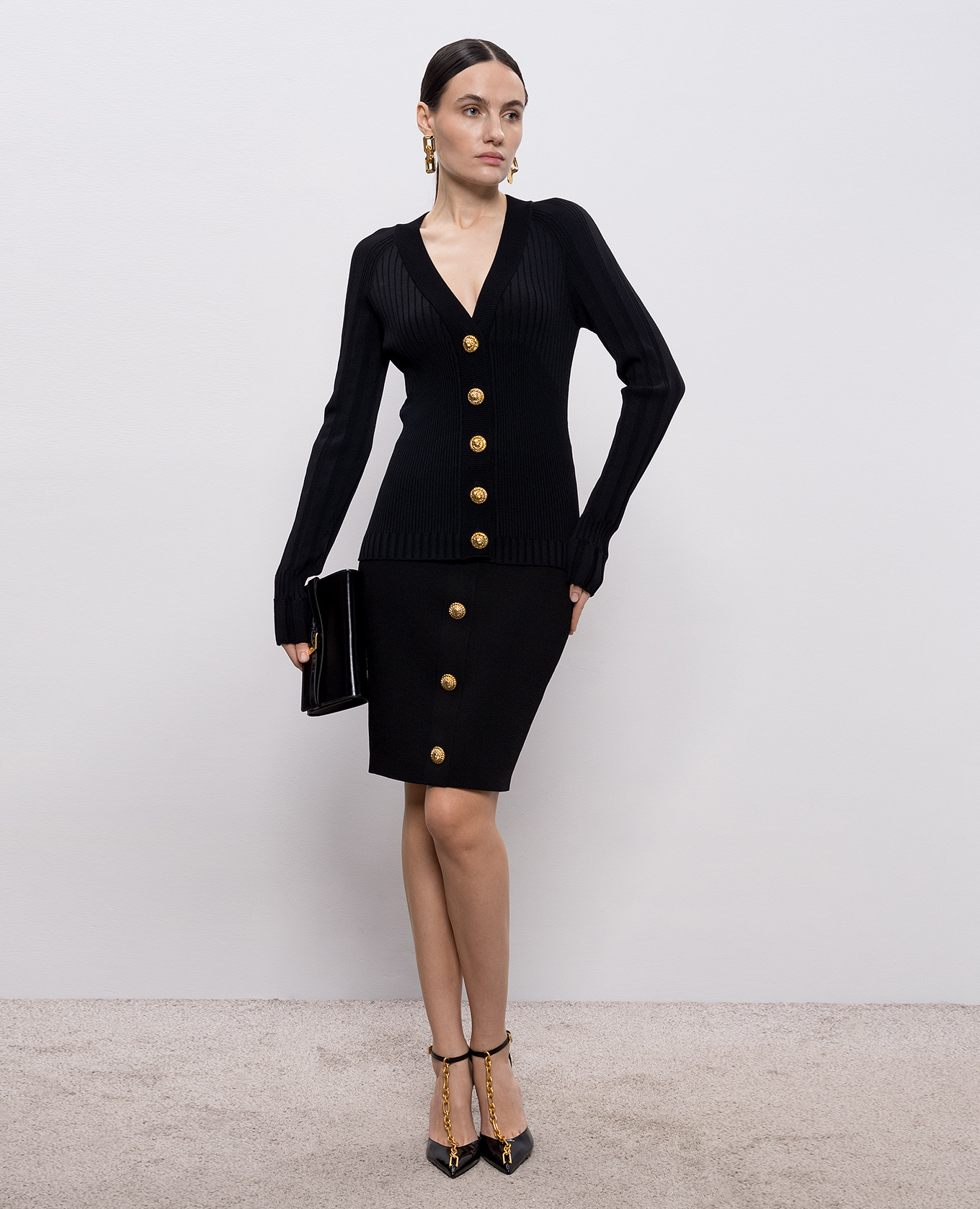 Black ribbed cardigan Balmain 2
