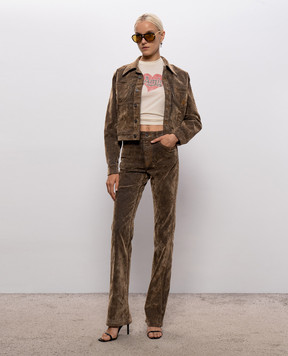 AMIRI Brown jeans with logo patch AW426JE005