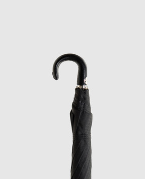 Pasotti Black folding umbrella with leather handle OMITUO64SBLUES59732