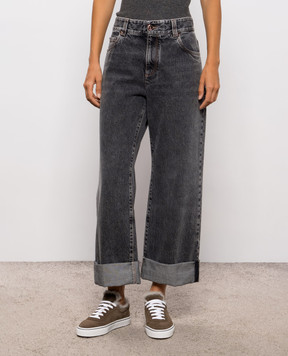 Brunello Cucinelli Grey jeans with cuffs MA095P4114