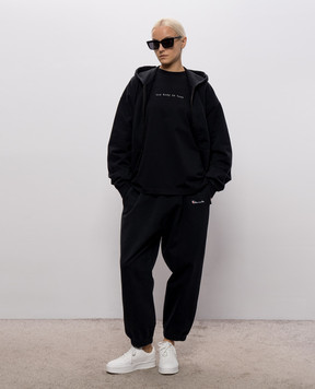 Vetements Black hoodie with embroidery MH27ZU222Bw