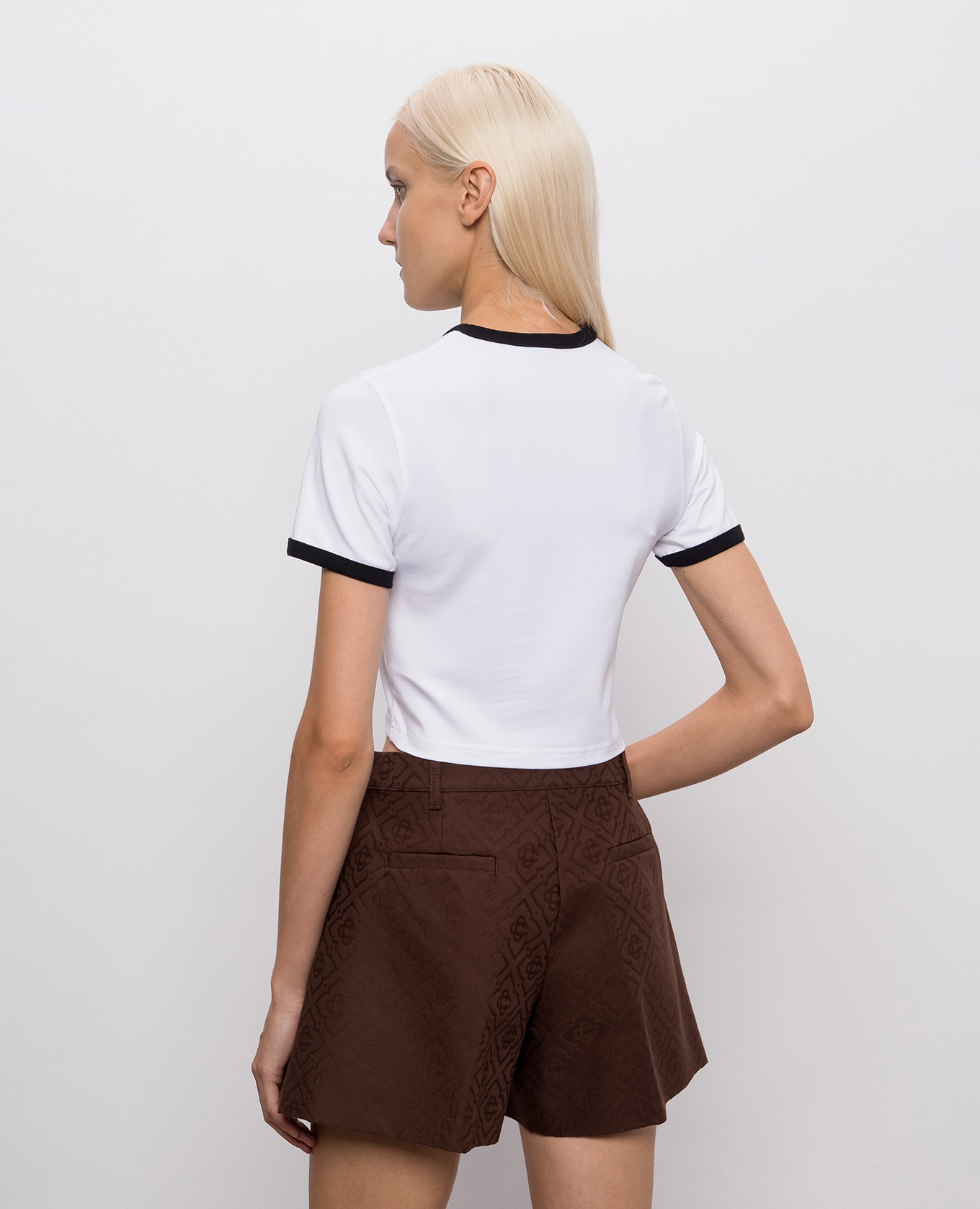 White cropped T-shirt with logo print Casablanca 4
