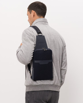 Stefano Ricci Blue logo-embossed wool and cashmere sling bag ND219UMAMR
